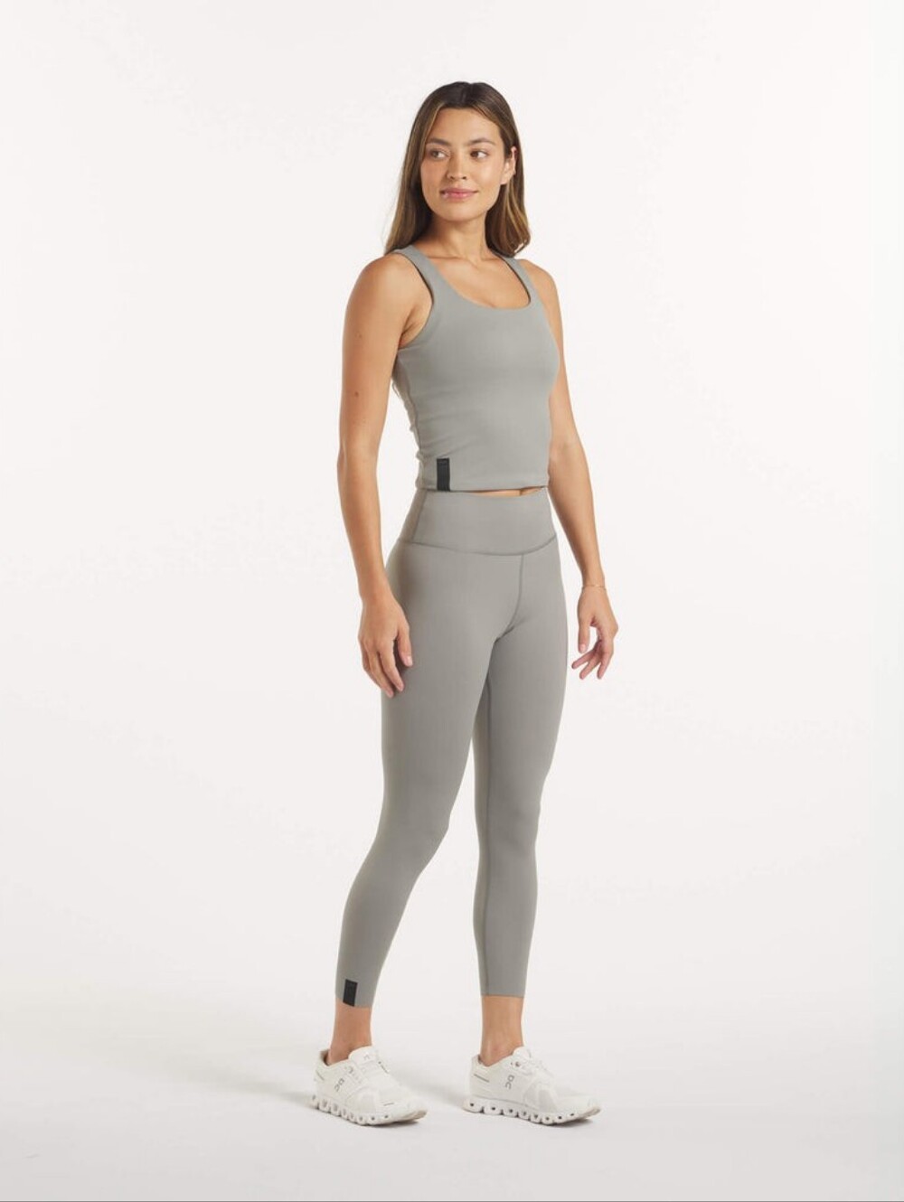 UNRL Performance Set Fitted Tank Top And High Rise Leggings In Dark Taupe